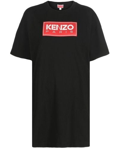 KENZO Vestido estilo camiseta con logo - Negro