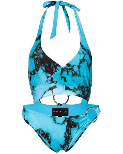 Louisa Ballou Starburst Cut-out Swimsuit - Blue