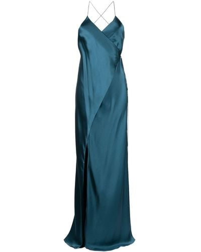 Michelle Mason Abendkleid mit drapiertem Ausschnitt - Blau
