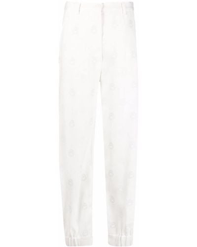 DEPENDANCE Pantalones con estampado de pavo real - Blanco