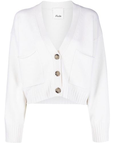 Allude Cashmere Cropped Cardigan - White