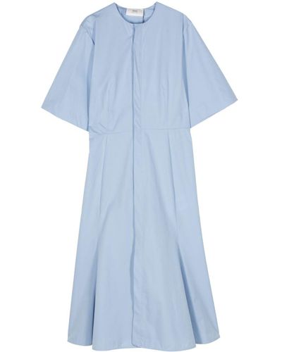 Ami Paris Poplin Flared Shirt Dress - Blue