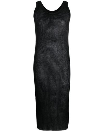 Pinko Ribbed-knit Sleeveless Midi Dress - Black