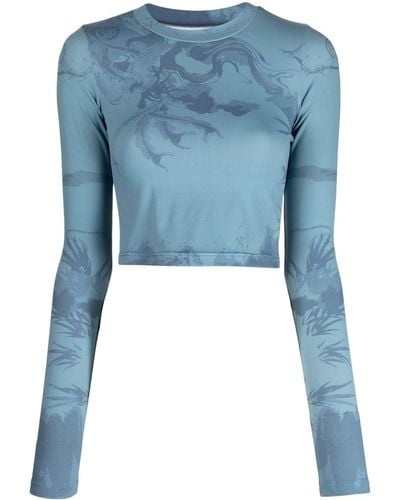 Feng Chen Wang Abstract Pattern-print Crew-neck Top - Blue