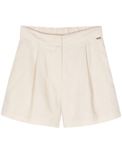 Armani Exchange Chambray Pleated Shorts - Natural