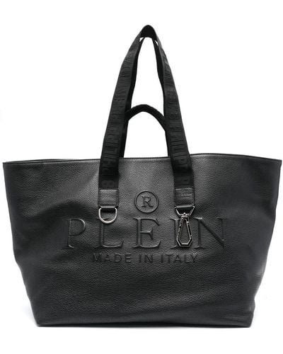 Philipp Plein Embossed-logo Leather Tote Bag - Black
