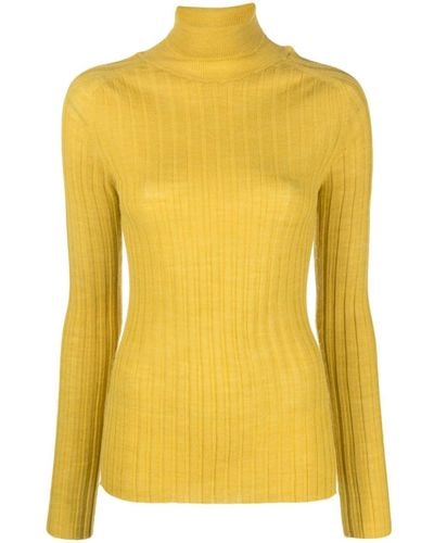 Alysi Roll-neck Ribbed Jumper - Yellow