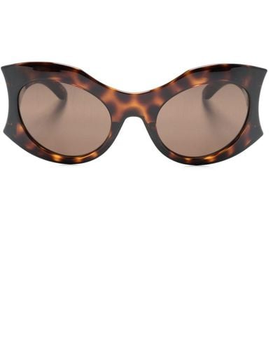 Balenciaga Gafas de sol Hourglass con montura redonda - Marrón