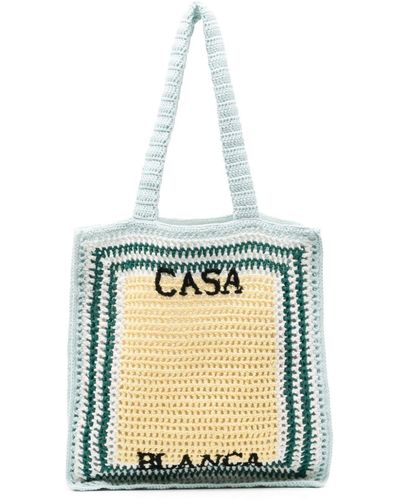 Casablanca Crochet Cotton Tote Bag - White