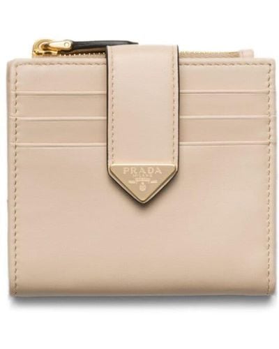 Prada Small Leather Bi-fold Wallet - Natural