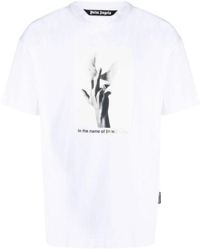 Palm Angels T-shirt Met Print - Wit
