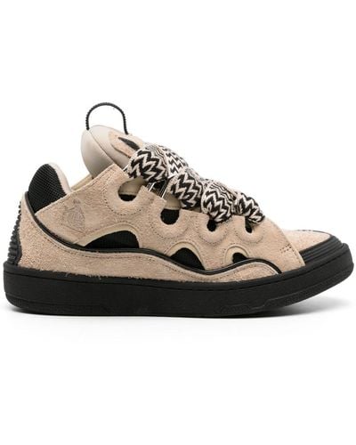 Lanvin Curb Panelled Mesh Sneakers - Natural