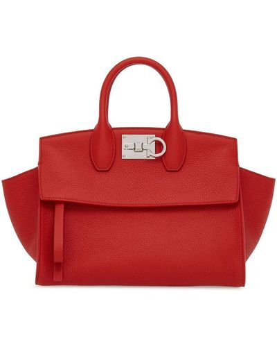 Ferragamo Sac cabas Studio Soft en cuir - Rouge