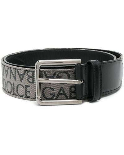 Dolce & Gabbana Cinturón con logo bordado - Negro