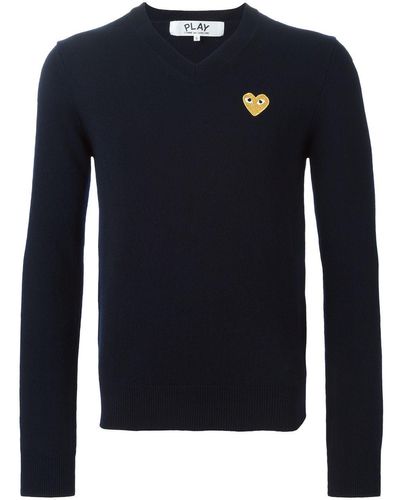 COMME DES GARÇONS PLAY Embroidered Heart Sweater - Blue