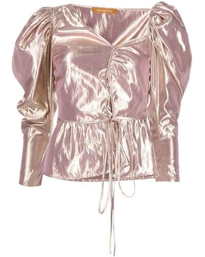 Rejina Pyo Fiona Metallic Puff-sleeve Blouse - Pink