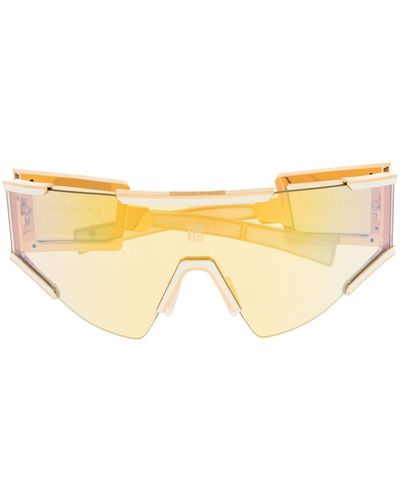 BALMAIN EYEWEAR Transparent Mask-frame Sunglasses - Yellow