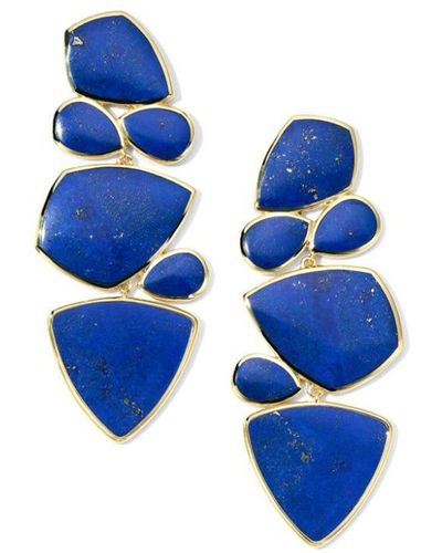 Ippolita 18kt Yellow Gold Rock Candy Large Stacked Lapis Lazuli Earrings - Blue