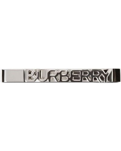 Burberry Fermacravatta con logo - Bianco
