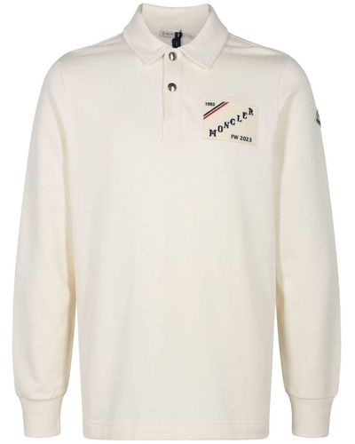 Moncler Logo-appliqué Cotton Polo Shirt - Wit