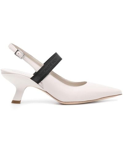 Vic Matié Sculpted-heel Slingback Court Shoes - White