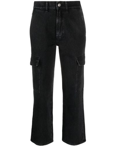 7 For All Mankind Cropped Cargo-pocket Jeans - Black
