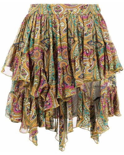 Etro Paisley-print Ruffled Silk Skirt - Multicolour