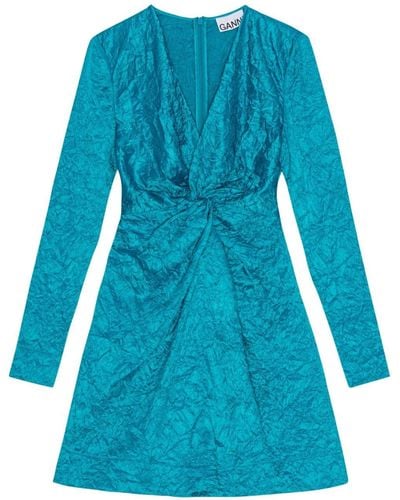Ganni Satijnen Mini-jurk - Blauw