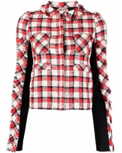 N°21 Check-pattern Tweed Jacket - Red