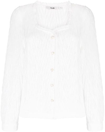 B+ AB Lace-trim Textured Cardigan - White