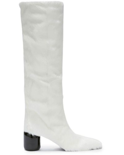 Jil Sander 70mm Goat-fur Knee-high Boots - White