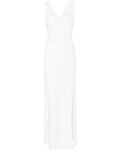 Genny Sequined Sleeveless Gown - White