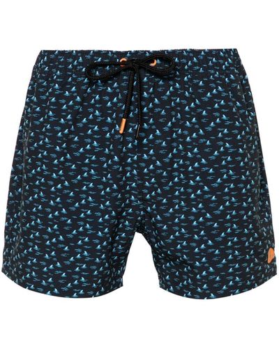 Save The Duck Ademir Sharks-print Swim Shorts - Blue