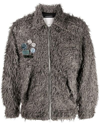Song For The Mute Pain-splatter Faux-shearling Jacket - Gray