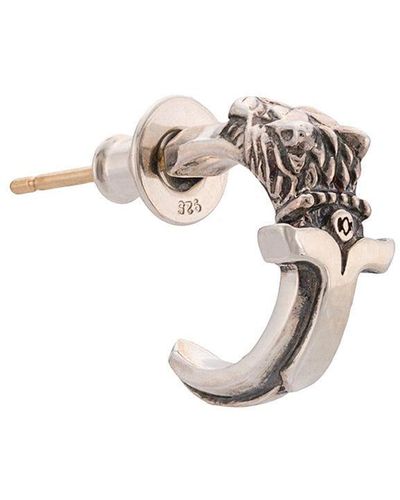 Yohji Yamamoto Lion Engraved Earring - Metallic