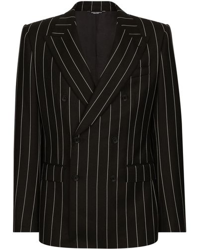 Dolce & Gabbana Pinstripe-pattern Wool Blazer - Black