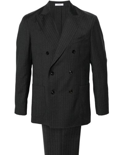 Boglioli Pinstriped Double-breasted Suit - Black
