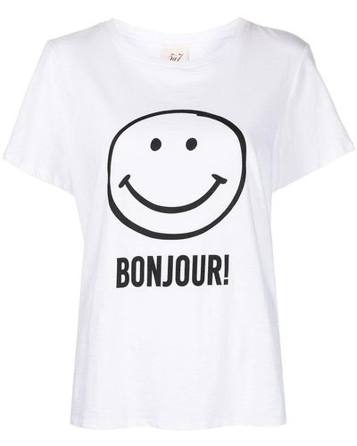 Cinq À Sept Camiseta con estampado Smiley Bonjour - Blanco