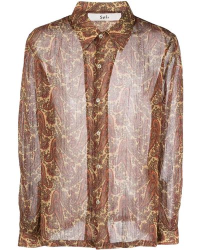 Séfr Jagou Overhemd Met Paisley-print - Bruin