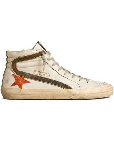 Golden Goose Slide Leather High-top Sneakers - Natural