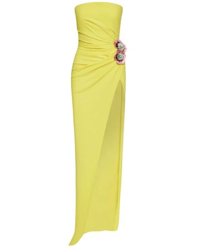Oscar de la Renta Vestido de fiesta con aplique floral - Amarillo