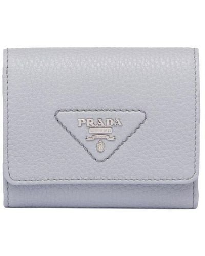 Prada Logo-plaque Leather Wallet - Grey
