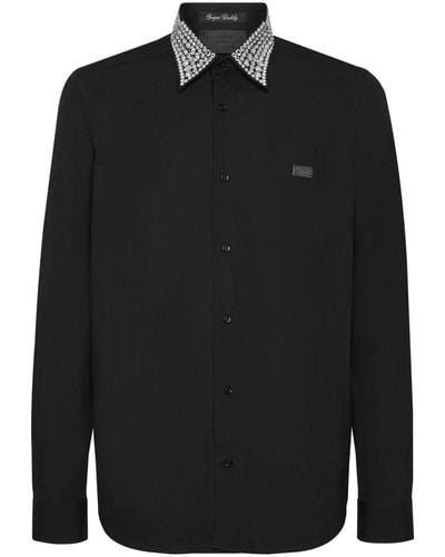 Philipp Plein Sugar Daddy Crystal-embellished Shirt - Black