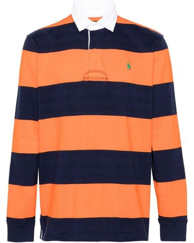 Polo Ralph Lauren Rugby Striped Polo Shirt - Orange