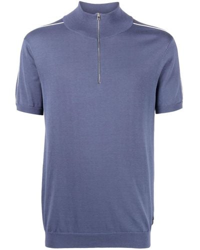 Ron Dorff Pipe-trim Cotton-silk Polo Shirt - Blue