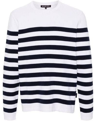 Michael Kors Striped Cotton Sweater - Blue