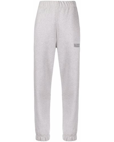 Ganni Logo-embroidered Tapered Track Trousers - Grey