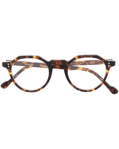 Eyevan 7285 Brille mit geometrischem Gestell - Braun