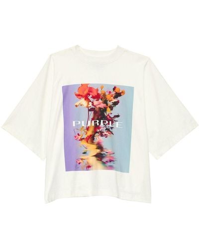 Purple Brand Smudge-print Cotton T-shirt - White