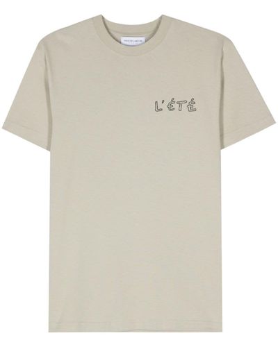 Maison Labiche T-Shirt mit Slogan-Stickerei - Natur